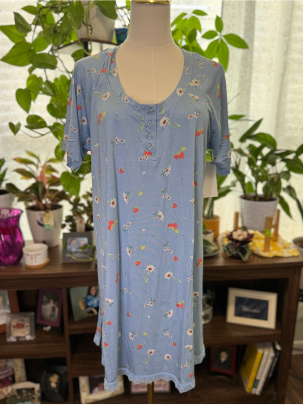 Women's Honeydew Intimates Sleepshirt Size L Blue Floral